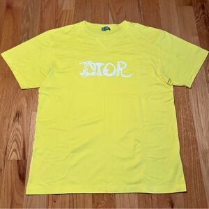 DIOR Yellow Peter Doig Logo Tshirt 🔥
